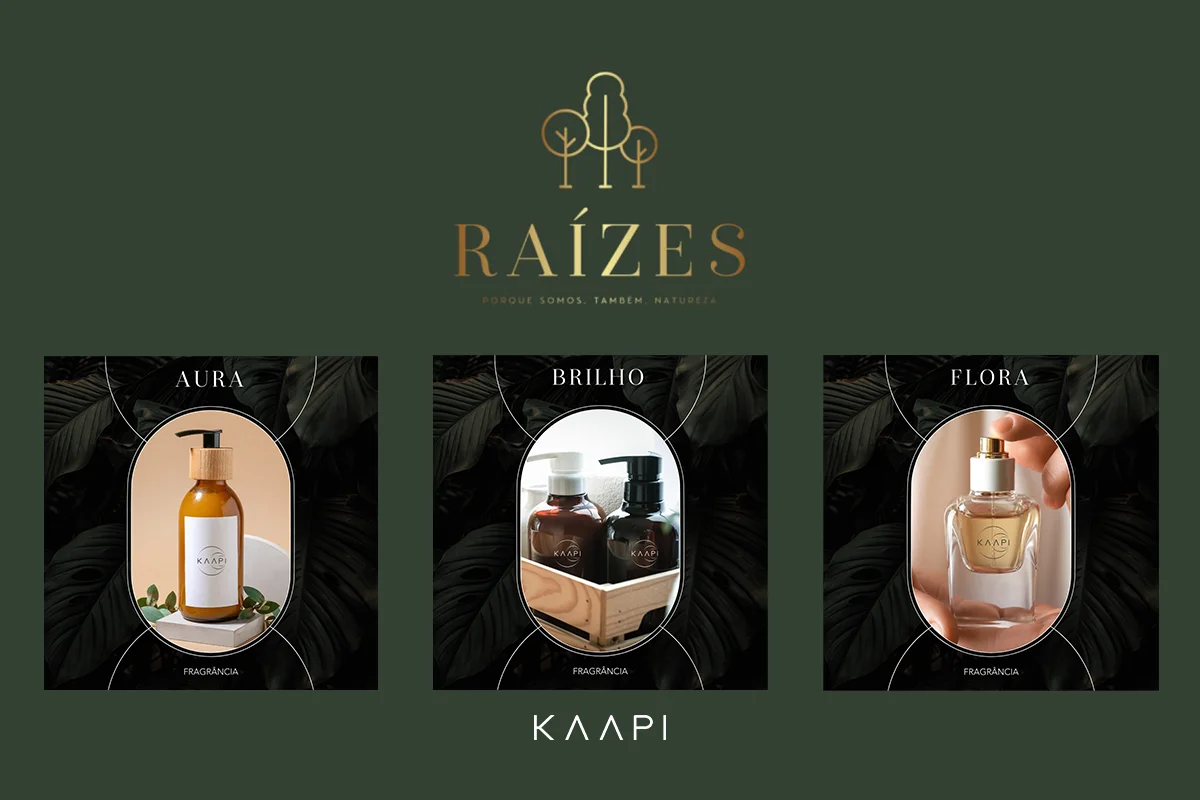 Frascos da coleção RAÍZES da KAAPi